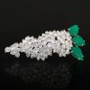 ローズカットダイヤモンド カービングエメラルドグレープブローチ(D: 6.78ct E:4.79ct - 画像 (3)